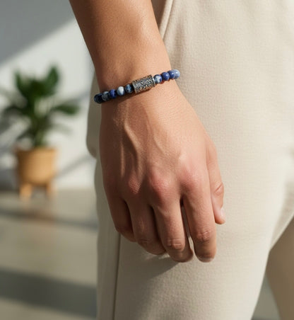 Blue Agate Stretch Bracelet – Unisex