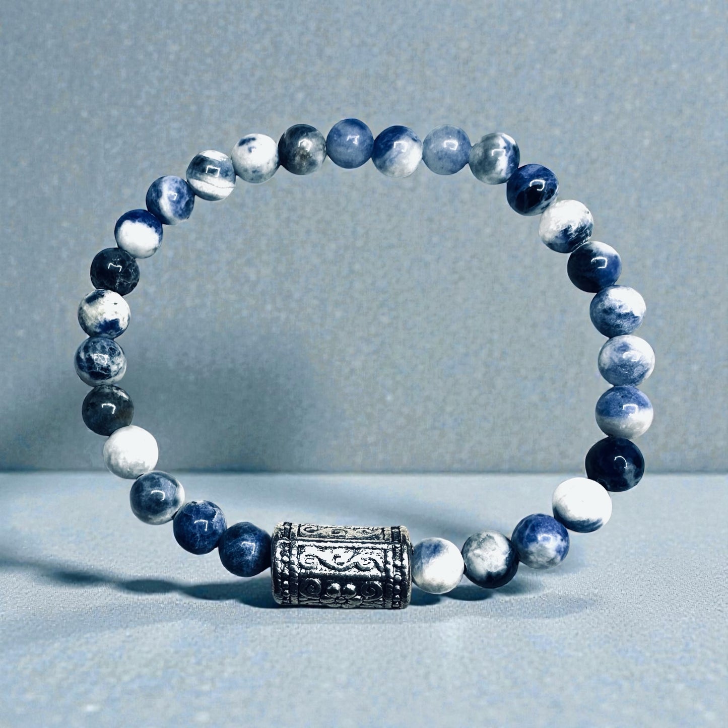Blue Agate Stretch Bracelet – Unisex