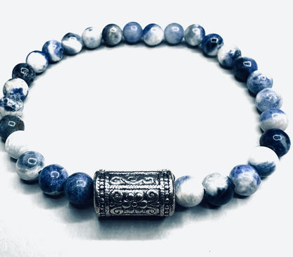 Blue Agate Stretch Bracelet – Unisex