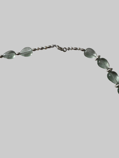 Fluorite & Pearl Heart Necklace - Sterling Silver