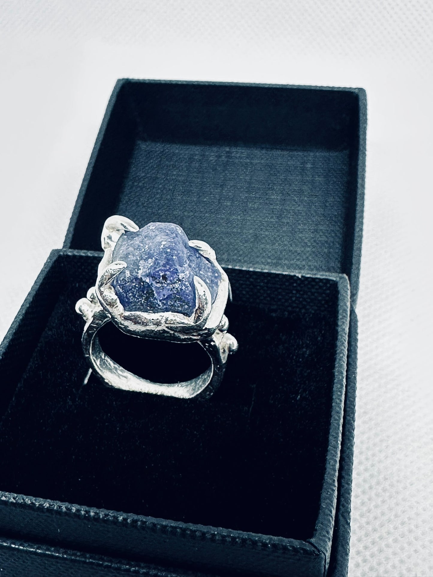 Raw Blue Tanzanite Ring – Recycled Sterling Silver