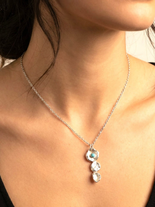 irregular_nuggets_turquoise_pendant_necklace_sterling_silver