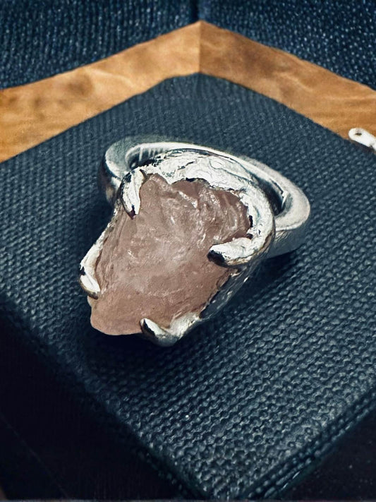 Raw Rose Quartz Ring 
