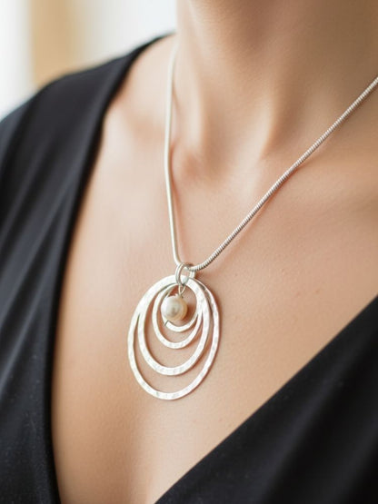 Spiral Pearl Pendant - Sterling Silver