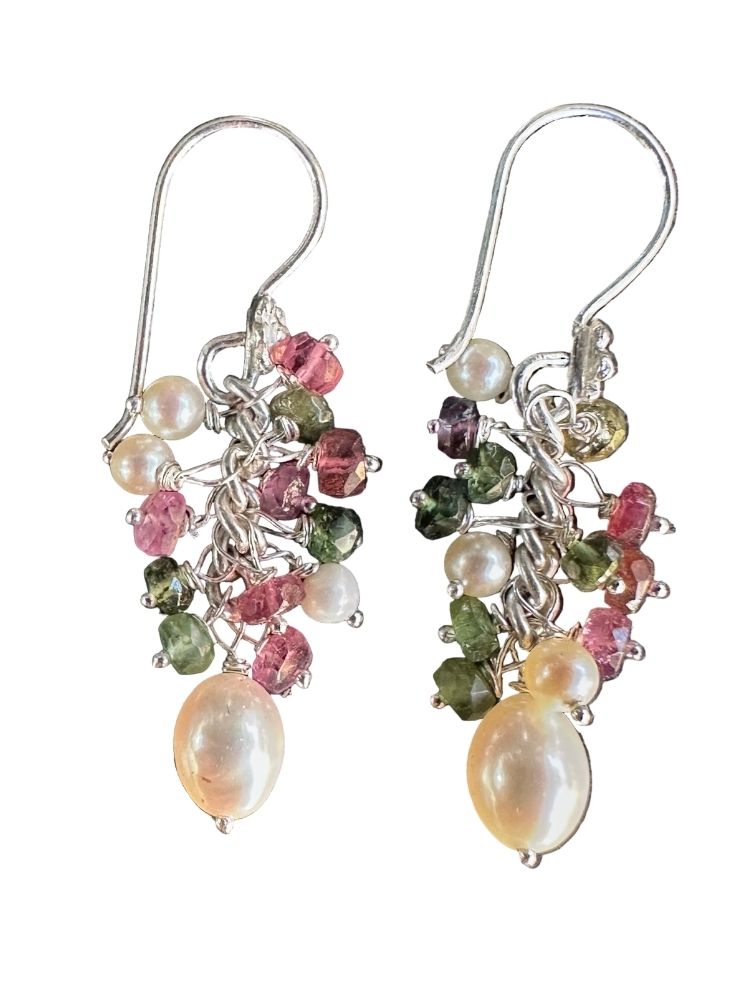 Tourmaline and Pearl Earrings 
