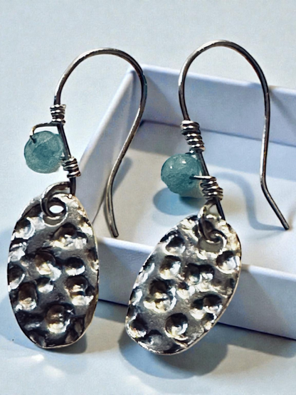 amazonite_gemstone_textured_earrings_silver