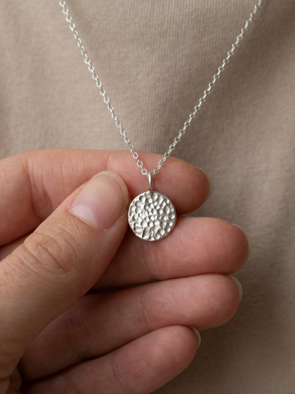 artisan_textured_disc_pendant_sterling_silver_jewellery