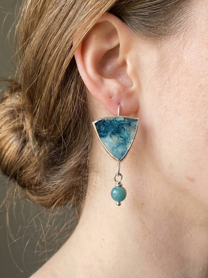 azurite_amazonite_triangle_earrings_handmade_recycled_silver
