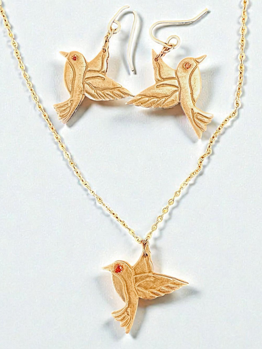 bronze_hummingbird_earrings_pendant_set