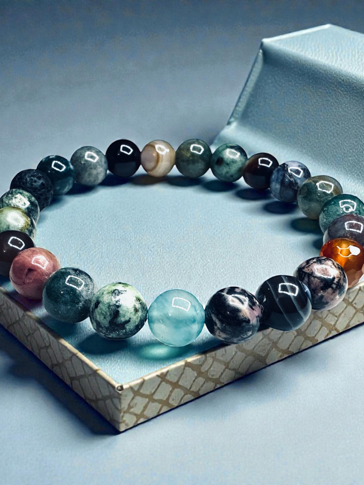 multi_colour_gemstone_stretch_bracelet_handmade