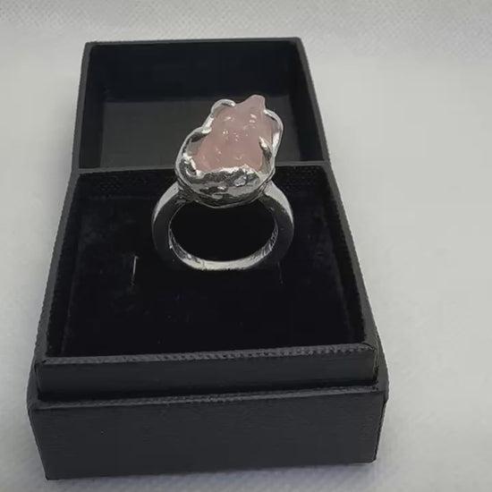 Raw Rose Quartz Ring – Recycled Sterling Silver video