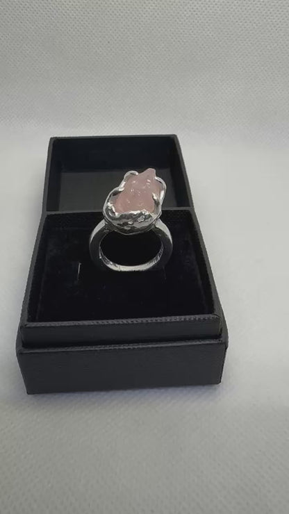 Raw Rose Quartz Ring – Recycled Sterling Silver video