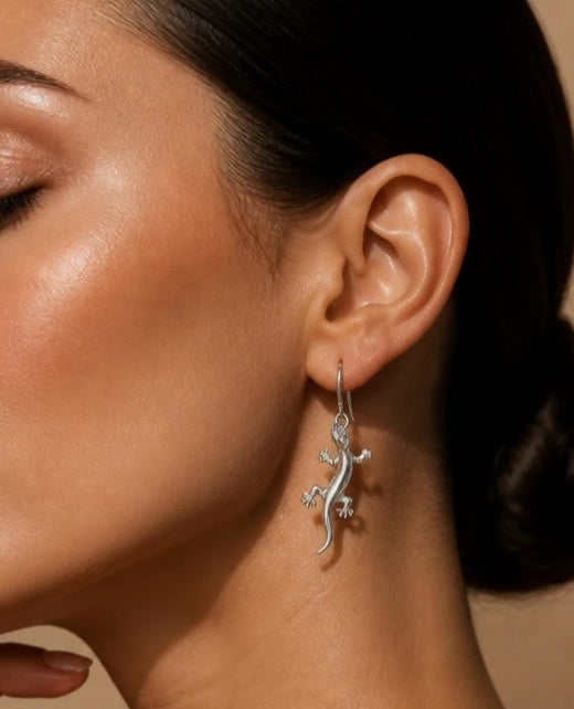 Gecko Lizard Drop Earrings – Sterling Silver mp4