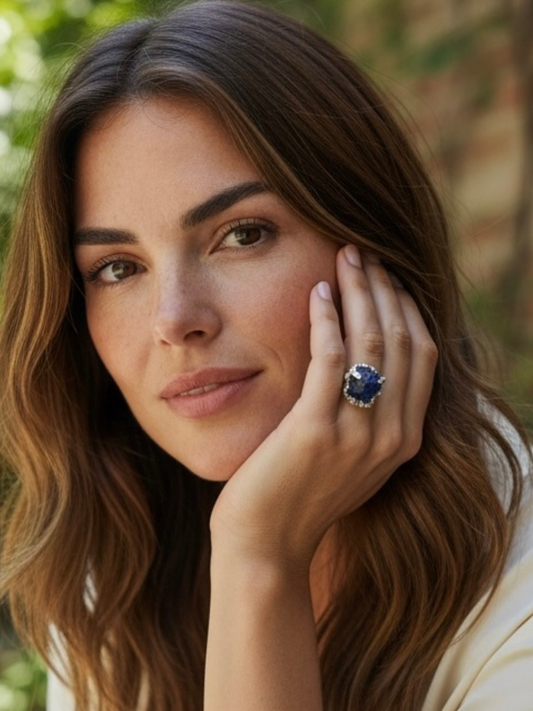 recycled_sterling_silver_ring_with_raw_blue_tanzanite