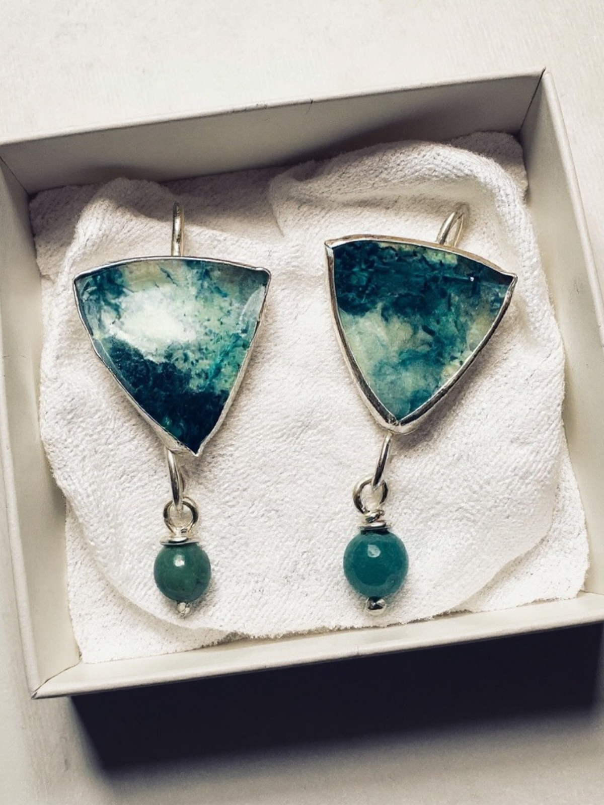 triangle_drop_earrings_with_azurite_amazonite_recycled_silver